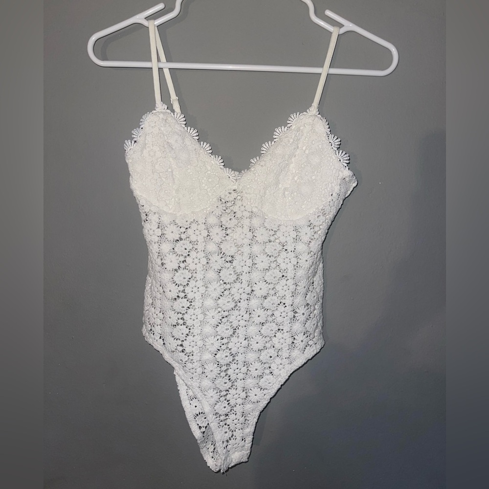 H&M White Crochet Lace Bodysuit